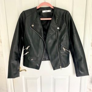 MANGO black moto leather jacket